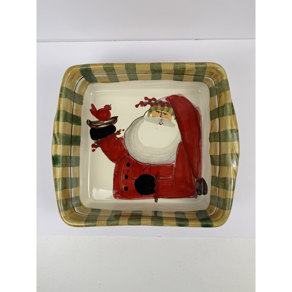 Viertri Old St. Nick Baking Dish 9" Made in‎ Italy Christmas Santa
